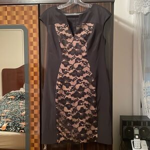 Connected Apparel - Black Dress with Lace Panel - Large